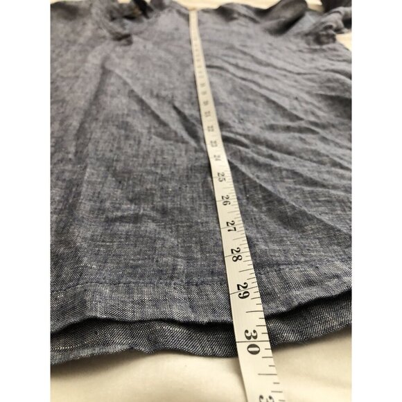 Sigrid Olsen Women's Oversized Linen V-Neck Top 1X Blue Button Accent Coastal - Picture 6 of 6